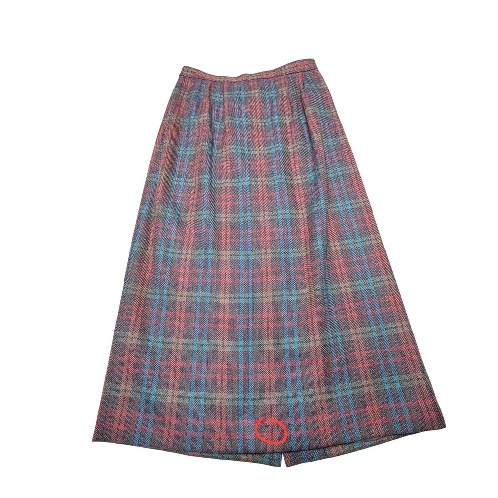 Vintage Wool Plaid Midi Skirt Small Tartan Preppy Career High Waist Union Made - Picture 3 of 12